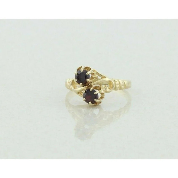 14k Yellow Gold Natural Garnet Band Ring Antique Victorian Ring size 7 - Picture 6 of 9
